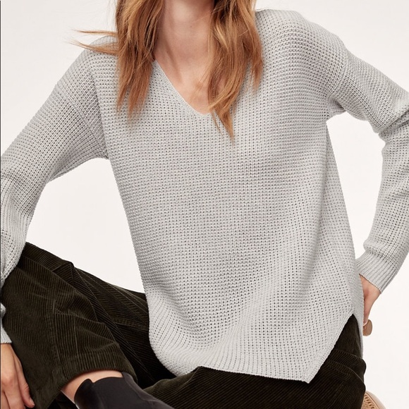 Aritzia Sweaters - Wilfred Free | Wolter Merino Wool Sweater Light Grey Size Medium Aritzia